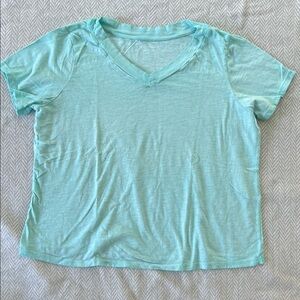 Eileen Fisher Aqua V-Neck Short Sleeve Tee